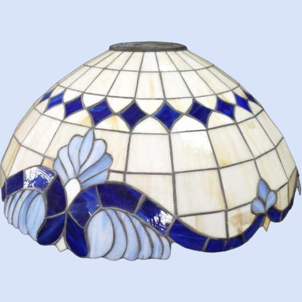 Mediterranean Stained Glass Flush Mount Lamp Tiffany Style Ceiling **SOLD***